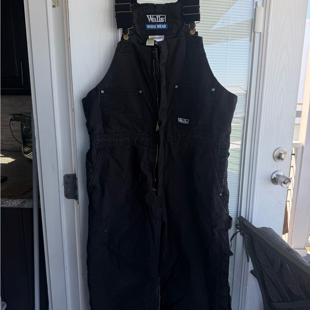Walls Black Heavy-Duty Bib Overalls
